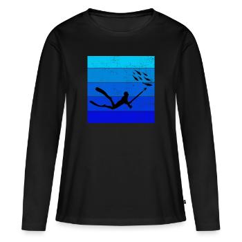 Pêche sous-marine Pêche sous-marine Pêche au harpon - T-shirt manches longues Premium bio Femme - noir - Devant - Julia (174cm)