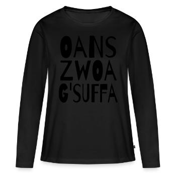 Oans, zwoa, g’suffa! - T-shirt manches longues Premium bio Femme - noir - Devant - Julia (174cm)