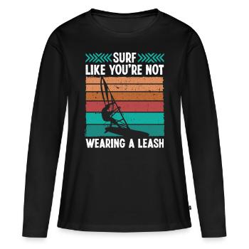 Windsurfing Vintage Wearing Leash Retro Windsurfer - Frauen Premium Bio Langarmshirt - Schwarz - Vorne - Julia (174cm)