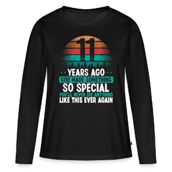 11 Anniversaire Dieu a fait quelque chose de spécial 11 ans - T-shirt manches longues Premium bio Femme - noir - Devant - Julia (174cm)
