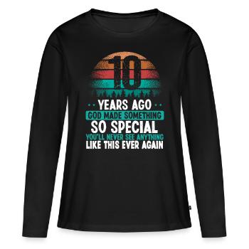 10 Anniversaire Dieu a fait quelque chose de spécial 10 ans - T-shirt manches longues Premium bio Femme - noir - Devant - Julia (174cm)