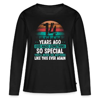 14 Anniversaire Dieu a fait quelque chose de spécial 14 ans - T-shirt manches longues Premium bio Femme - noir - Devant - Julia (174cm)