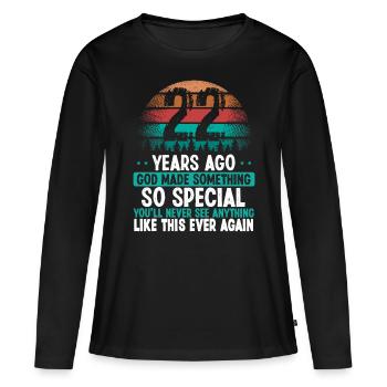 22 Anniversaire Dieu a fait quelque chose de spécial 22 ans - T-shirt manches longues Premium bio Femme - noir - Devant - Julia (174cm)
