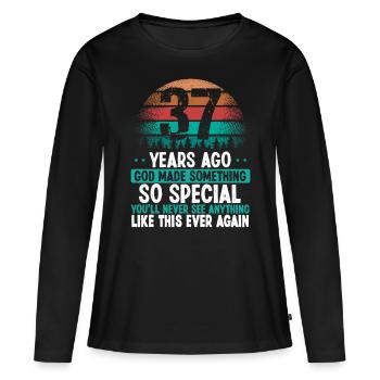 37 Anniversaire Dieu a fait quelque chose de spécial 37 ans - T-shirt manches longues Premium bio Femme - noir - Devant - Julia (174cm)