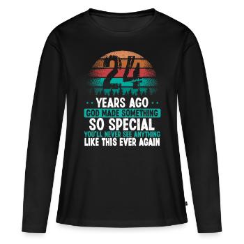 24 Birthday God made something special 24 Year Old - Frauen Premium Bio Langarmshirt - Schwarz - Vorne - Julia (174cm)