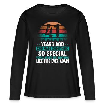 41 Anniversaire Dieu a fait quelque chose de spécial 41 ans - T-shirt manches longues Premium bio Femme - noir - Devant - Julia (174cm)