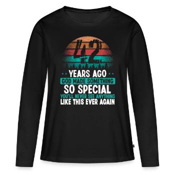 42 Anniversaire Dieu a fait quelque chose de spécial 42 ans - T-shirt manches longues Premium bio Femme - noir - Devant - Julia (174cm)