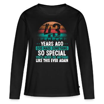 43 Anniversaire Dieu a fait quelque chose de spécial 43 ans - T-shirt manches longues Premium bio Femme - noir - Devant - Julia (174cm)