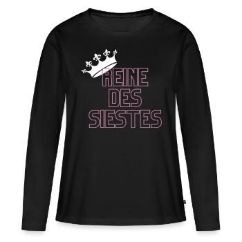 Reine des siestes - aime la sieste - T-shirt manches longues Premium bio Femme - noir - Devant - Julia (174cm)