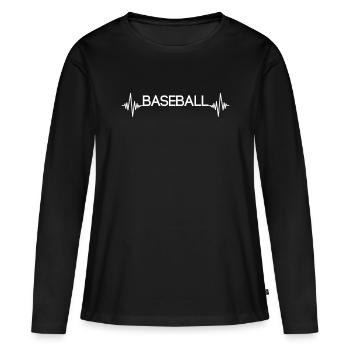 Battement de cœur de baseball - T-shirt manches longues Premium bio Femme - noir - Devant - Julia (174cm)