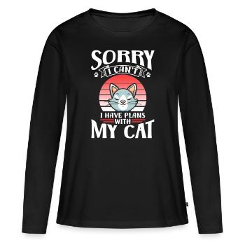Malheureusement, je ne peux pas avoir de plans avec mon chat - T-shirt manches longues Premium bio Femme - noir - Devant - Julia (174cm)