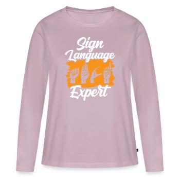 Gebärdensprache Experte Gestik Gebärden Awareness - Frauen Premium Bio Langarmshirt - Altrosa - Vorne - Julia (174cm)