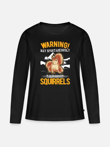 Warnung Eichhörnchen Grauhörnchen - Frauen Premium Bio Langarmshirt - Schwarz