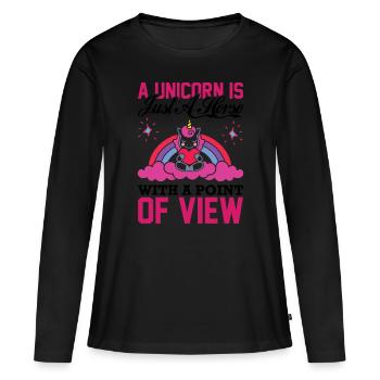Cheval avec un point de vue Licorne - T-shirt manches longues Premium bio Femme - noir - Devant - Julia (174cm)