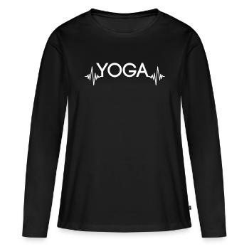 Yoga Heartbeat - T-shirt manches longues Premium bio Femme - noir - Devant - Julia (174cm)