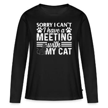 Sorry, ich kann nicht, ich habe ein Treffen mit me - Frauen Premium Bio Langarmshirt - Schwarz - Vorne - Julia (174cm)