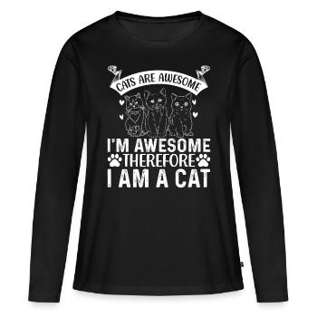 Les chats sont fantastiques, je suis fantastique, donc - T-shirt manches longues Premium bio Femme - noir - Devant - Julia (174cm)