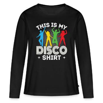 Disco 80er 70er Jahre Disko Party Outfit Diskothek - Frauen Premium Bio Langarmshirt - Schwarz - Vorne - Julia (174cm)