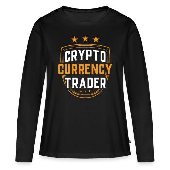 Cryptocurrency Traders Crypto Crypto Trader - T-shirt manches longues Premium bio Femme - noir - Devant - Julia (174cm)