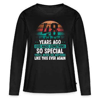 48 Anniversaire Dieu a fait quelque chose de spécial 48 ans - T-shirt manches longues Premium bio Femme - noir - Devant - Julia (174cm)