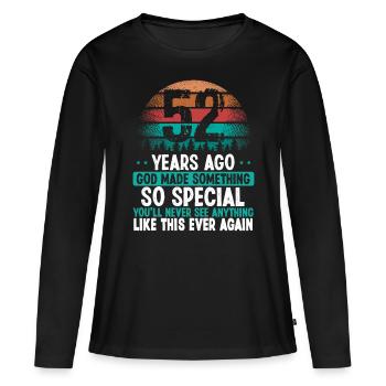 52 Anniversaire Dieu a fait quelque chose de spécial 52 ans - T-shirt manches longues Premium bio Femme - noir - Devant - Julia (174cm)