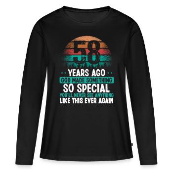 58 Anniversaire Dieu a fait quelque chose de spécial 58 ans - T-shirt manches longues Premium bio Femme - noir - Devant - Julia (174cm)