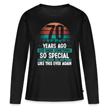 70 Anniversaire Dieu a fait quelque chose de spécial 70 ans - T-shirt manches longues Premium bio Femme - noir - Devant - Julia (174cm)