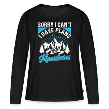 Je ne peux malheureusement pas avoir de projets en montagne - T-shirt manches longues Premium bio Femme - noir - Devant - Julia (174cm)