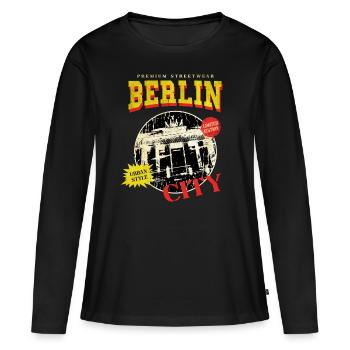 Berlin Allemagne City Skyline Vintage Rétro - T-shirt manches longues Premium bio Femme - noir - Devant - Julia (174cm)