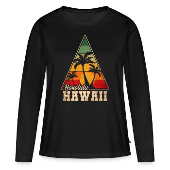 Hawaï Honolulu - T-shirt manches longues Premium bio Femme - noir - Devant - Julia (174cm)