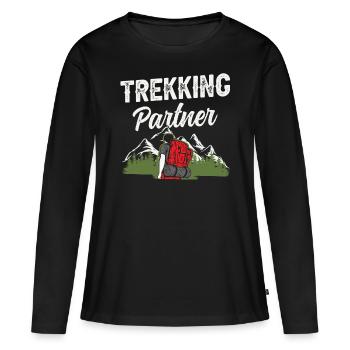 Trekking Partenaire Randonneur - T-shirt manches longues Premium bio Femme - noir - Devant - Julia (174cm)