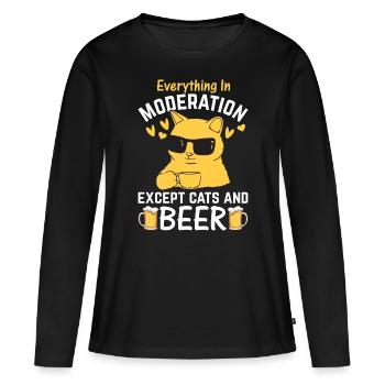 Alles in Maßen, außer Katzen und Bier - Frauen Premium Bio Langarmshirt - Schwarz - Vorne - Julia (174cm)