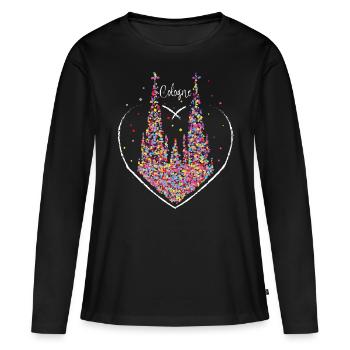 Cologne Kölner Dom Karneval Konfetti Kostümersatz - Frauen Premium Bio Langarmshirt - Schwarz - Vorne - Julia (174cm)
