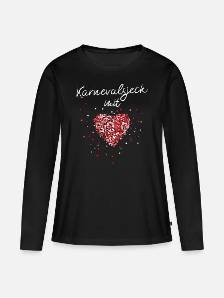 Karnevalsjeck Karneval Fasching Jeck Rot Weiss - Frauen Premium Bio Langarmshirt - Schwarz