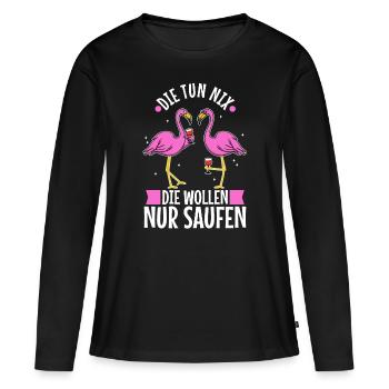 Die tun nix die wollen nur saufen - Frauen Premium Bio Langarmshirt - Schwarz - Vorne - Julia (174cm)