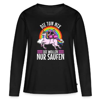 Die tun nix die wollen nur saufen - Frauen Premium Bio Langarmshirt - Schwarz - Vorne - Julia (174cm)