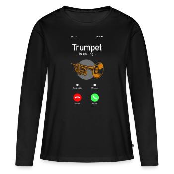 Trumpet Player Phone Display - Frauen Premium Bio Langarmshirt - Schwarz - Vorne - Julia (174cm)