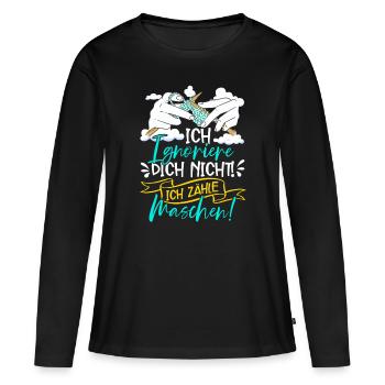 Häkeln - Frauen Premium Bio Langarmshirt - Schwarz - Vorne - Julia (174cm)