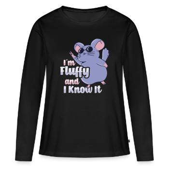 Chinchilla moelleux - T-shirt manches longues Premium bio Femme - noir - Devant - Julia (174cm)