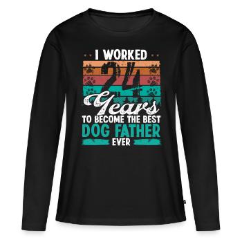 24 Year Old Best Dog Father 24 Birthday Dog Dad - Frauen Premium Bio Langarmshirt - Schwarz - Vorne - Julia (174cm)