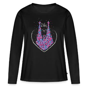Cathédrale de Cologne Rouge Cologne Cologne Kölle Colonia Carnaval - T-shirt manches longues Premium bio Femme - noir - Devant - Julia (174cm)