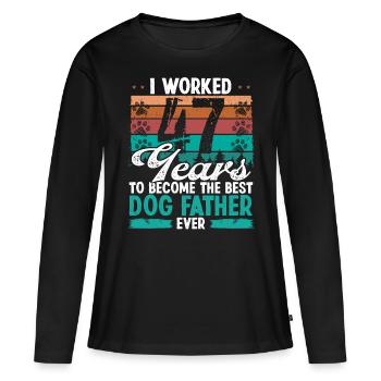 47 ans Meilleur chien Père 47 Anniversaire Chien Papa - T-shirt manches longues Premium bio Femme - noir - Devant - Julia (174cm)