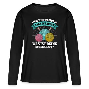Häkeln - Frauen Premium Bio Langarmshirt - Schwarz - Vorne - Julia (174cm)