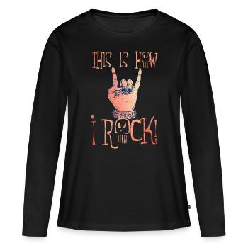 Rock and Roll Rock Roll Musique - T-shirt manches longues Premium bio Femme - noir - Devant - Julia (174cm)