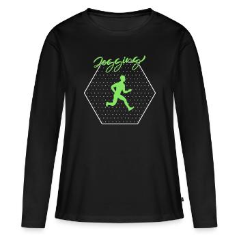 Joggen - Frauen Premium Bio Langarmshirt - Schwarz - Vorne - Julia (174cm)