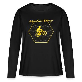 Mountainbike - Frauen Premium Bio Langarmshirt - Schwarz - Vorne - Julia (174cm)