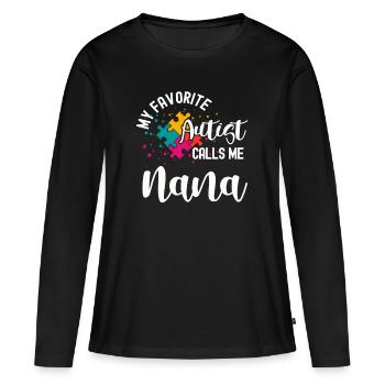 Tshirt autistique Autimus Cadeau Asperger Enfants - T-shirt manches longues Premium bio Femme - noir - Devant - Julia (174cm)
