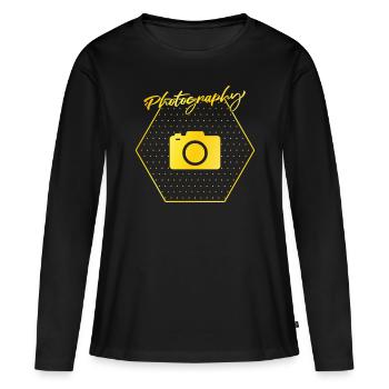 Fotografie - Frauen Premium Bio Langarmshirt - Schwarz - Vorne - Julia (174cm)