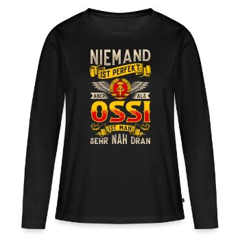 Ossi Geschenk Ostdeutschland NVA Germania Osten - Frauen Premium Bio Langarmshirt - Schwarz - Vorne - Julia (174cm)