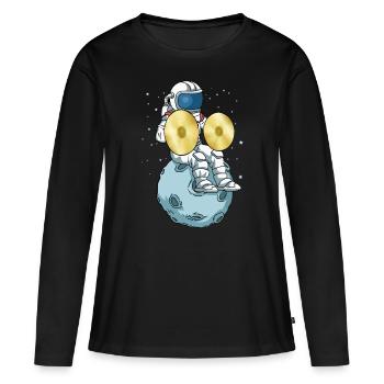 Becken Musikinstrument Astronaut Big Band Becken - Frauen Premium Bio Langarmshirt - Schwarz - Vorne - Julia (174cm)